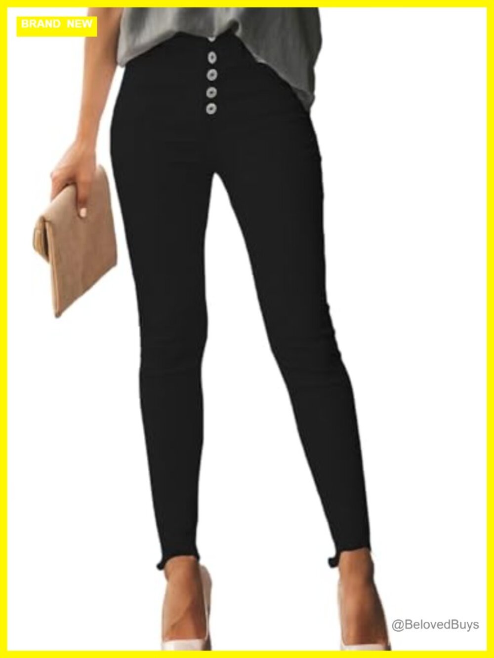 High Waisted Skinny Jeans Distressed Frayed Straight Leg Denim